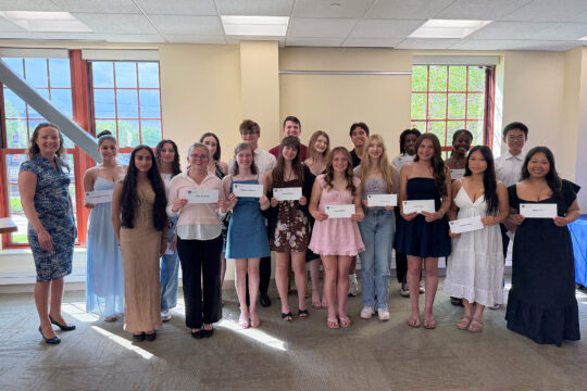 Jeanne D’Arc Credit Union MoneyStrong and Employee Scholarship winners gather with Larissa C. Thurston, President and Chief Executive Officer (left), at an awards reception on May 19, 2026.