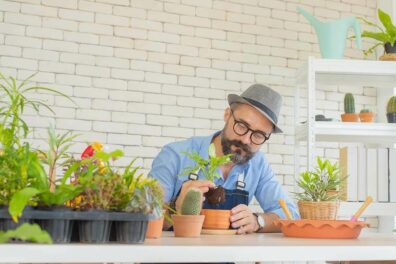 A CD concept where a man grows plants like his savings grow over time.