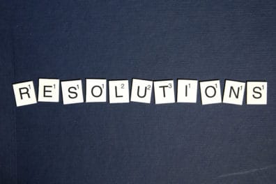 Scrabble piece letters spelling out the word Resolutions