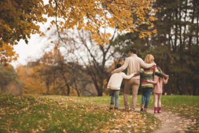 Family walking in the park