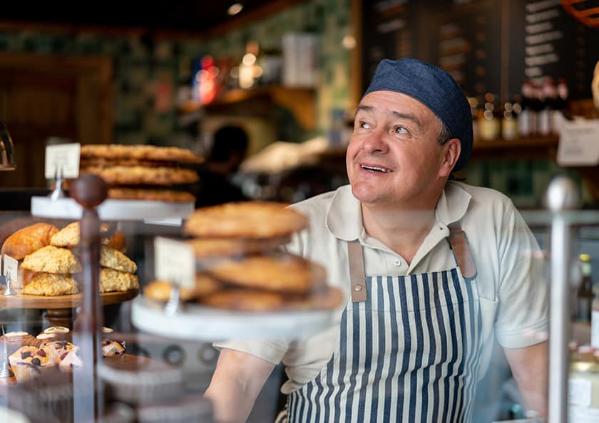 A small business owner in a bakery